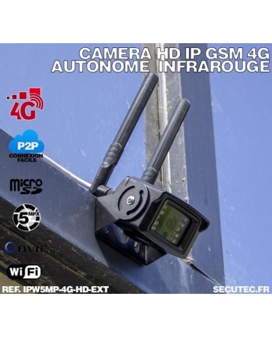 Caméra IP GSM 4G WiFi UHD 5 Mpx waterproof Infrarouge accès à distance via iPhone Android et PC