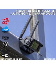 Caméra IP GSM 4G WiFi UHD 5 Mpx waterproof Infrarouge accès à distance via iPhone Android et PC
