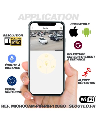 Micro caméra espion WiFi HD 1080P longue autonomie détection IR invisible