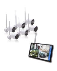 Kit vidéosurveillance WiFi 4 caméra Ultra HD IR IP66 avec intelligence artificielle et un écran LCD 10.1" récepteur enregistreur