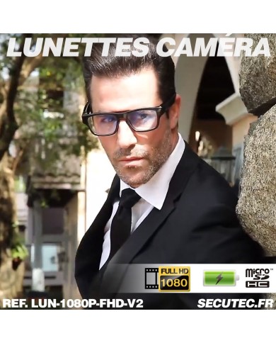 Lunettes caméra HD 1080P type classique mémoire microSD 64 Go incluse