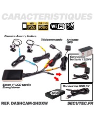 Enregistreur de conduite auto moto avec double caméra HD 1080P GPS