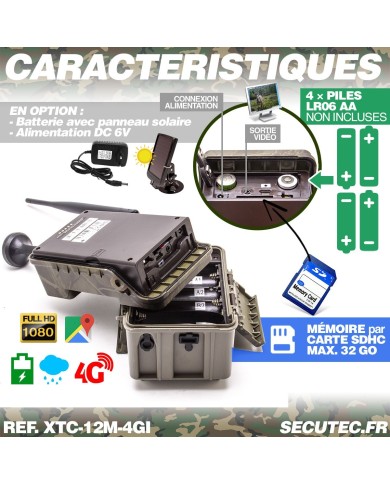 Caméra de chasse HD 1080P IR invisible GPS GSM 4G