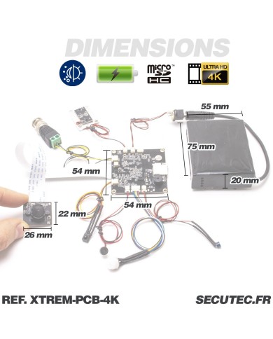 Micro caméra 4K à intégrer longue autonomie détection de mouvement par capteur PIR infrarouge invisible micro sd 128 Go incluse