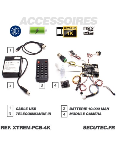 Micro caméra 4K à intégrer longue autonomie détection de mouvement par capteur PIR infrarouge invisible micro sd 128 Go incluse