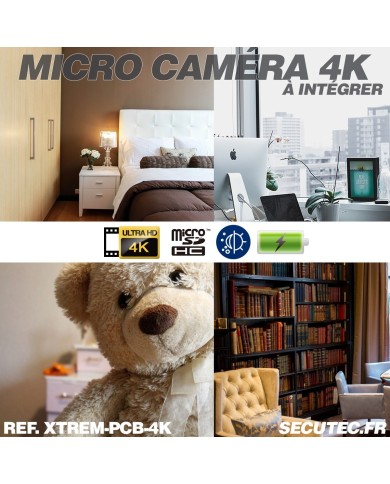 Micro caméra 4K à intégrer longue autonomie détection de mouvement par capteur PIR infrarouge invisible micro sd 128 Go incluse