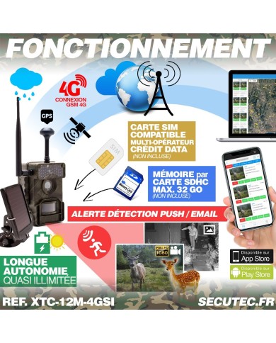 Caméra de chasse HD 1080P IR invisible GPS GSM 4G cloud video et photo