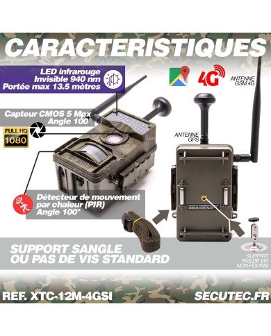 Caméra de chasse HD 1080P IR invisible GPS GSM 4G cloud video et photo