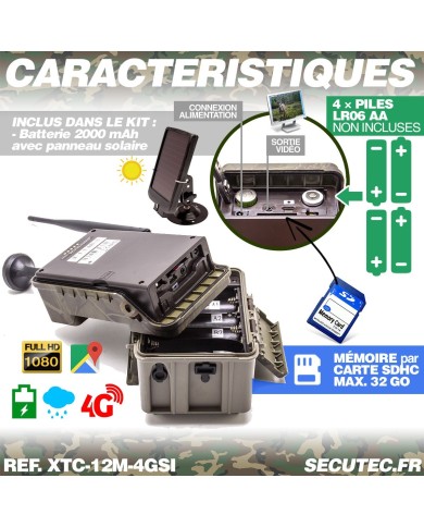Caméra de chasse HD 1080P IR invisible GPS GSM 4G cloud video et photo