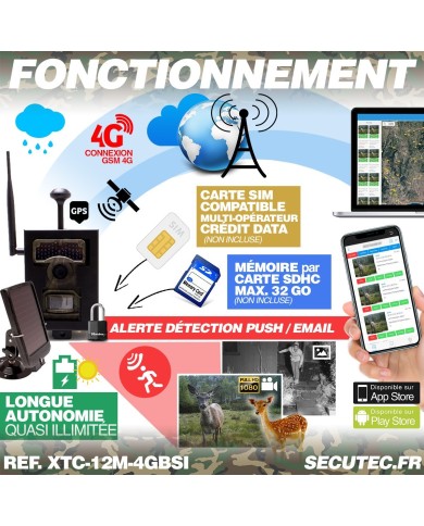 Caméra de chasse solaire box HD 1080P IR invisible GPS GSM 4G alerte