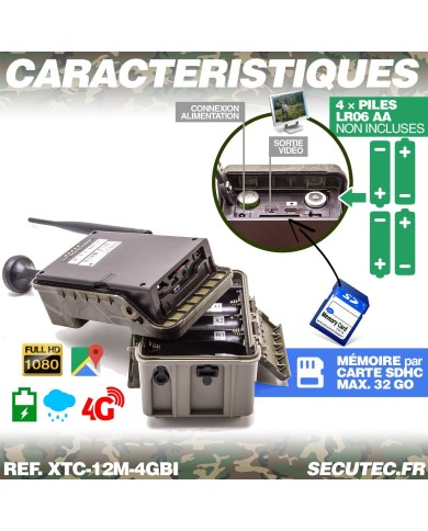 Caméra de chasse HD 1080P IR invisible GPS GSM 4G alerte envoi photo