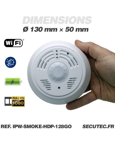 Détecteur de fumée caméra WiFi P2P HD 1080P détecteur PIR 128 Go