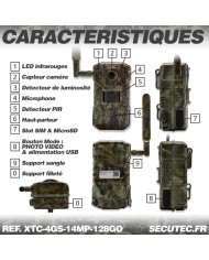 Caméra solaire de chasse 4G vidéo UHD 2K et photo 14 Mpx vision nocturne longue autonomie audio vidéo en direct détection de mou