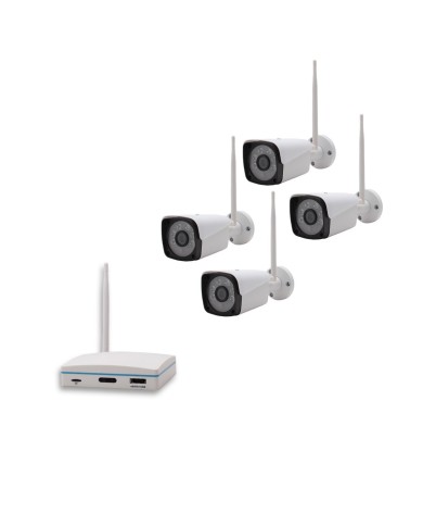 Kit 4 caméras WiFi enregistrement ultra HD 2K à la détection humaine et visage avec alerte sur smartphone