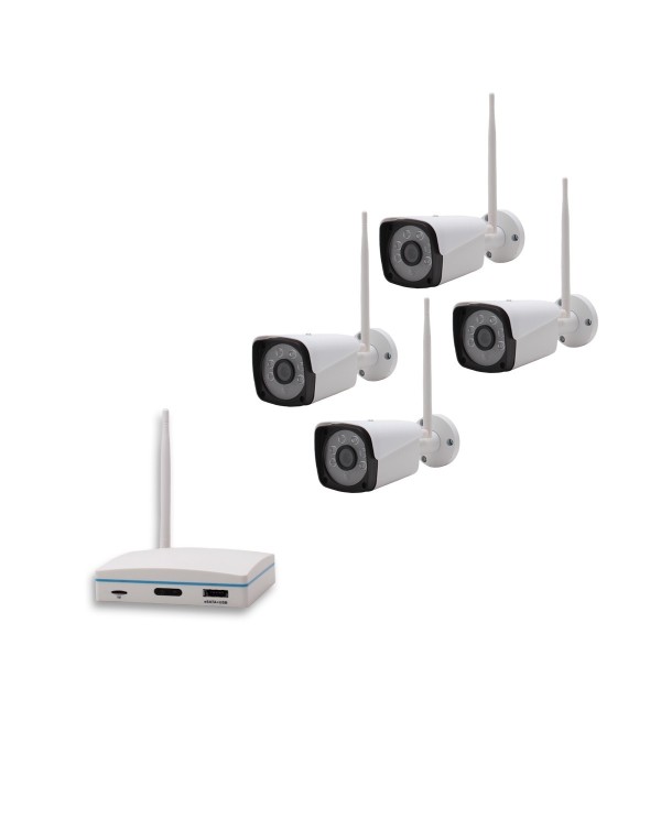 Kit 4 caméras WiFi enregistrement ultra HD 2K à la détection humaine et visage avec alerte sur smartphone
