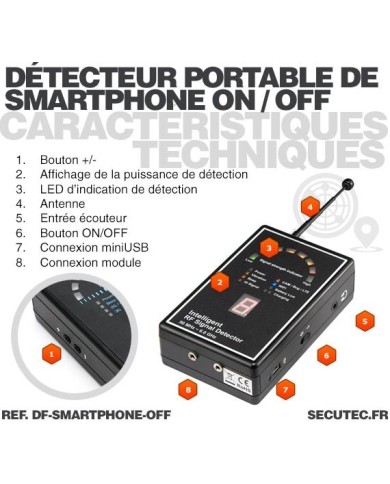 Détecteur portable de smartphone allumé ou éteint