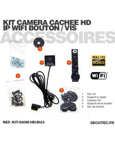 Kit micro caméra bouton ou vis Full HD 1080P 