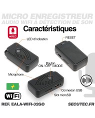 Mini enregistreur audio WiFi longue autonomie détection de bruit écoute à distance mémoire 32 Go