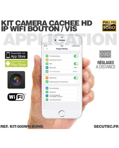 Kit micro caméra bouton ou vis Full HD 1080P