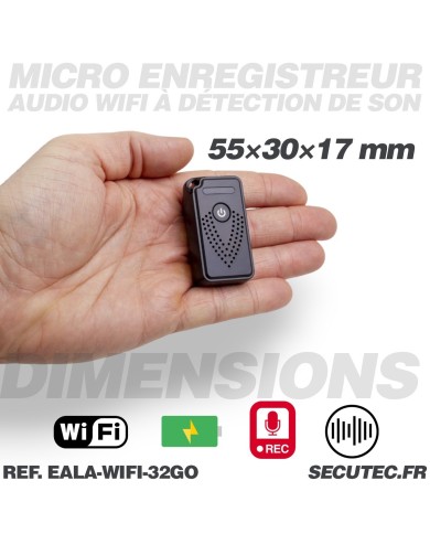 Mini enregistreur audio WiFi longue autonomie détection de bruit écoute à distance mémoire 32 Go