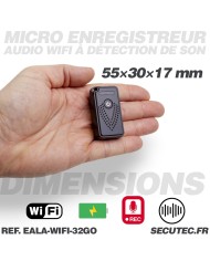 Mini enregistreur audio WiFi longue autonomie détection de bruit écoute à distance mémoire 32 Go