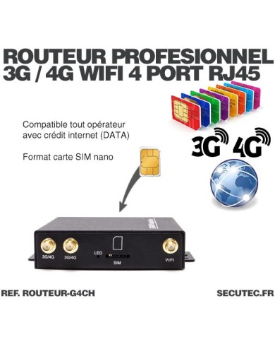 Routeur industriel professionnel GSM 3G / 4G connexion Wi-Fi et 4 port Ethernet 