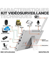 Kit vidéosurveillance WiFi 6 caméras HD IR IP66 avec IA et un écran LCD 10.1 récepteur enregistreur HDD 2 To