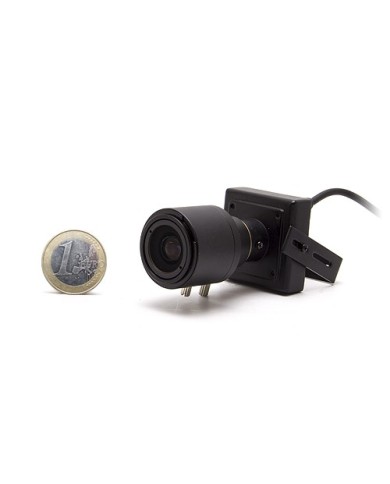 Micro caméra carrée couleur 650 lignes avec micro objectif varifocale 4-9 mm