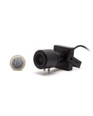 Micro caméra carrée couleur 650 lignes avec micro objectif varifocale 4-9 mm