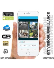 Kit vidéosurveillance WiFi 6 caméras HD IR IP66 avec IA et un écran LCD 10.1 récepteur enregistreur HDD 2 To