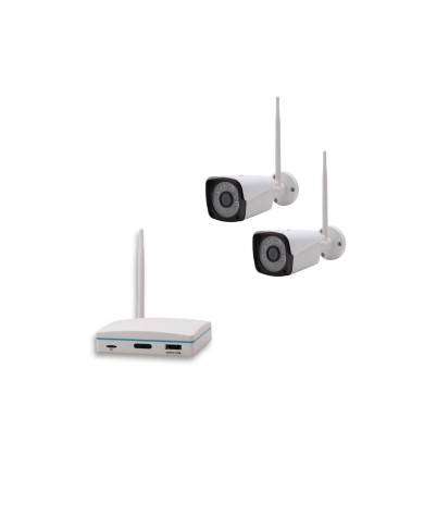 Kit 2 caméra WiFi enregistrement ultra HD 2K à la détection humaine et visage avec alerte sur smartphone