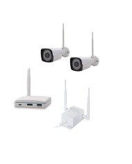 Kit vidéosurveillance 4G avec 2 caméras WIFI Ultra HD 2K enregistrement à la détection humaine et visage