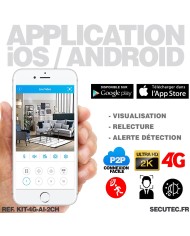 Kit vidéosurveillance 4G avec 2 caméras WIFI Ultra HD 2K enregistrement à la détection humaine et visage