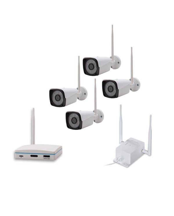 Kit vidéosurveillance 4G avec 4 caméras WIFI Ultra HD 2K enregistrement à la détection humaine et visage