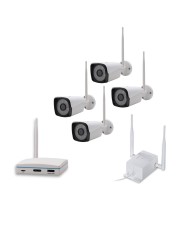 Kit vidéosurveillance 4G avec 4 caméras WIFI Ultra HD 2K enregistrement à la détection humaine et visage