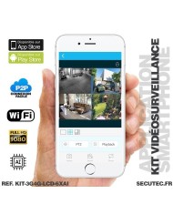 Kit vidéosurveillance 3G 4G avec 6 caméras WiFi HD IR IP66 avec IA et un écran LCD 10.1 récepteur enregistreur HDD 2To