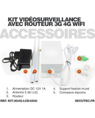 Kit vidéosurveillance 3G 4G avec 6 caméras WiFi HD IR IP66 avec IA et un écran LCD 10.1 récepteur enregistreur HDD 2To