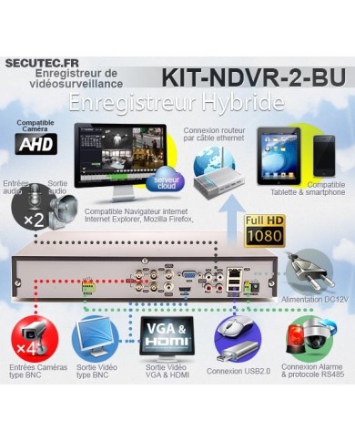 Kit vidéosurveillance 1 To avec 2 caméras cachées vis 700 lignes