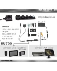 Kit vidéosurveillance 1 To avec 4 caméras cachées vis 700 lignes