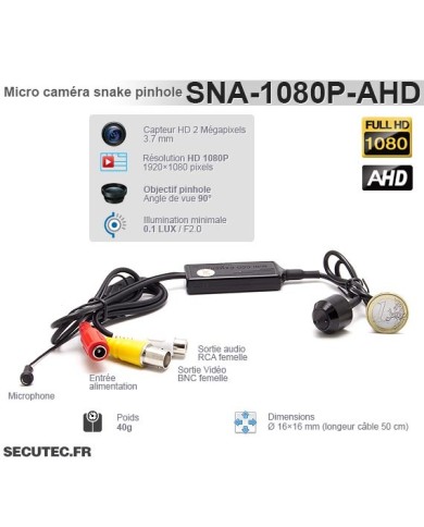 Micro caméra snake basse luminosité AHD 1080P avec audio