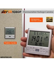 Thermomètre Horloge caméra cachée FHD 1080P dimensions