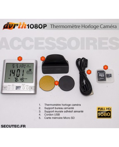 Thermomètre Horloge caméra cachée FHD 1080P accessoires