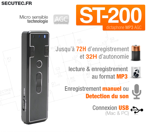 Micro enregistreur audio numérique avec détection de son 1