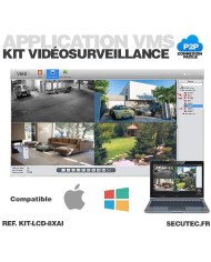 Kit vidéosurveillance WiFi 8 caméras HD IR IP66 avec IA et un écran LCD 10.1 récepteur enregistreur HDD 2 To