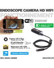 Caméra endoscope WiFi HD 720P waterproof avec vision sur smartphone iPhone et Android