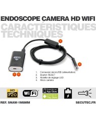 Caméra endoscope WiFi HD 720P waterproof avec vision sur smartphone iPhone et Android