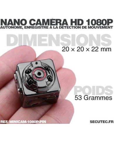 Mini caméra HD 1080P pinhole vision nocturne autonome avec enregistrement micro SDHC