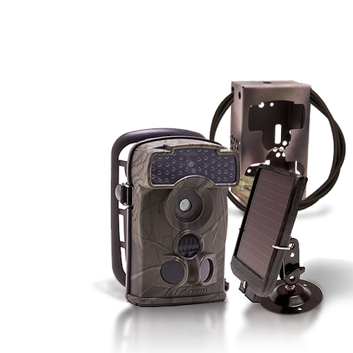 Dernière génération - Caméra de chasse autonome HD 720P IR invisible avec batterie solaire & box anti-vandale