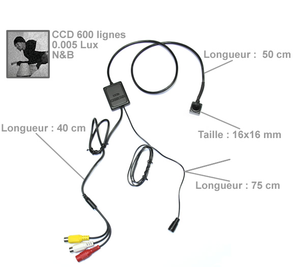 Micro snake Caméra CCD noir et blanc 600 lignes 0.05 lux et audio