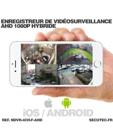 Enregistreur de vidéosurveillance AHD 4/16 voies hybride 1080P 1 To pour caméras IP ou WIFI avec accès à distance